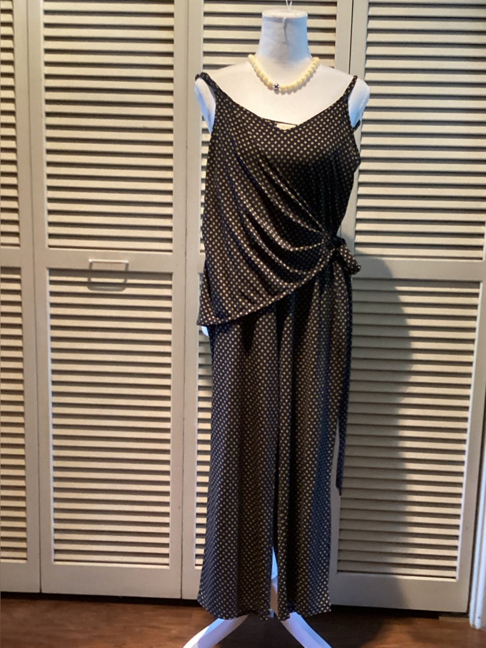 Michael Kors Black Jumpsuit with White Polka Dots